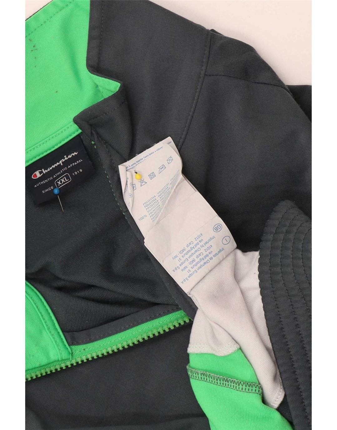 Champion Herren-Trainingsoberteil, Jacke, 2XL, graues Colourblock-Polyester