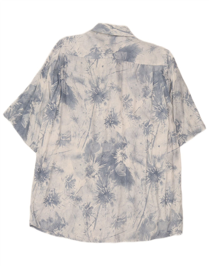 Vintage Herren Kurzarmhemd Mittelblau Tie Dye