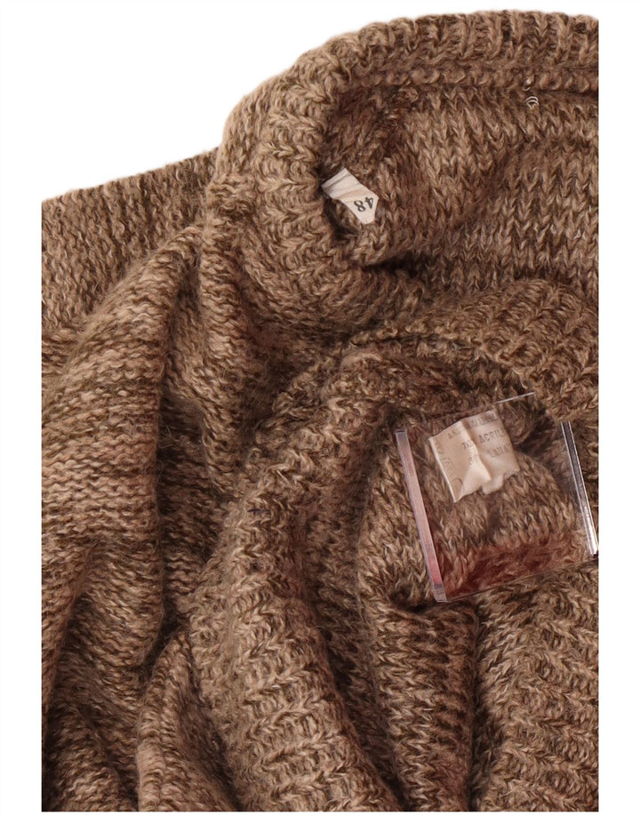 Vintage Herren Pullover mit Rundhalsausschnitt IT 48 Mittelbraun geflecktes Acryl