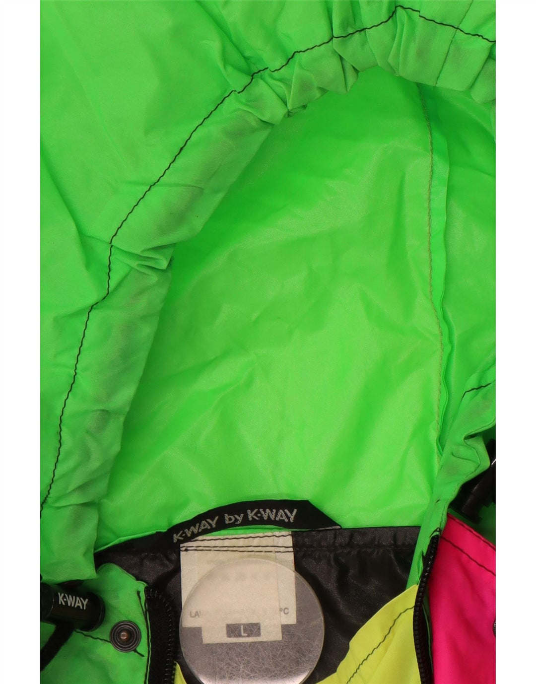 K-WAY Herren-Anorakjacke mit Kapuze, UK 40, Größe L, Schwarz, Colourblock-Polyamid