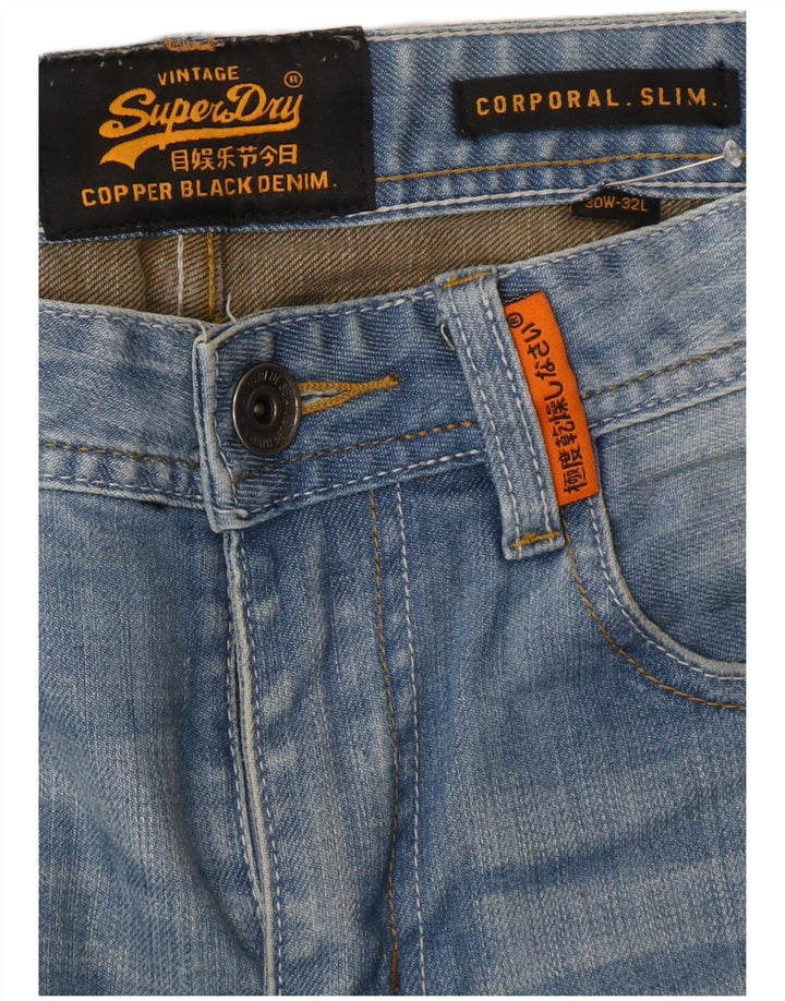 Superdry Herren Corporal Slim Jeans W30 L32 Blaue Baumwolle