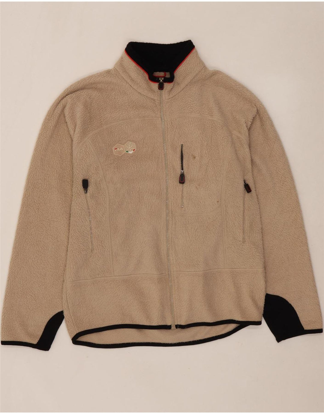 FILA Herren Fleecejacke UK 40 Large Beige Colourblock Polyester