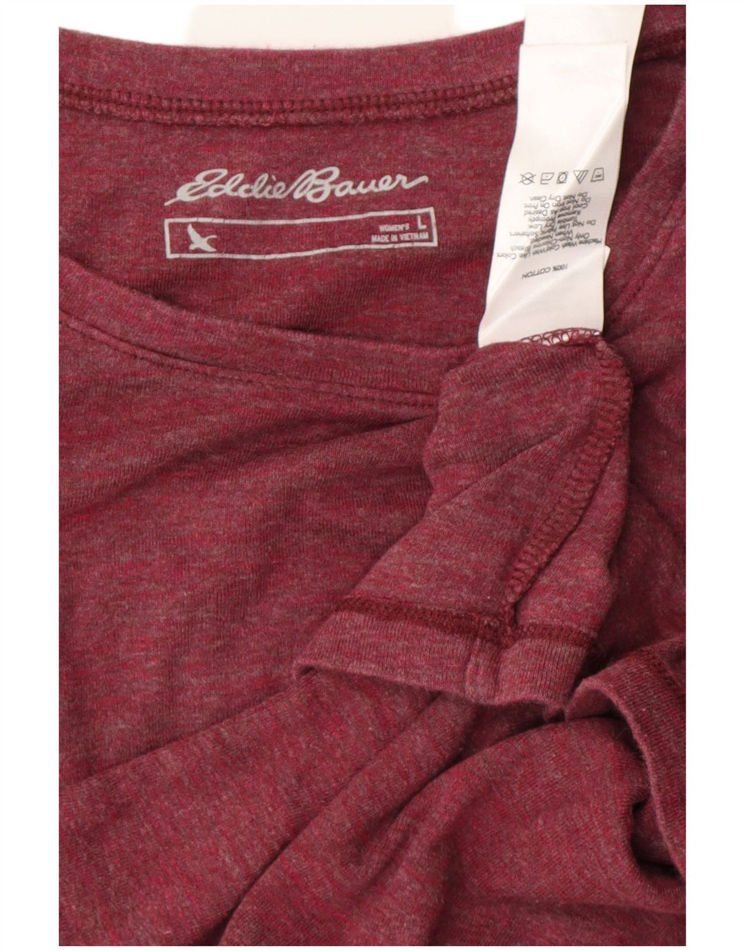 Eddie Bauer Damen Top Langarm UK 14 Large Burgund Baumwolle