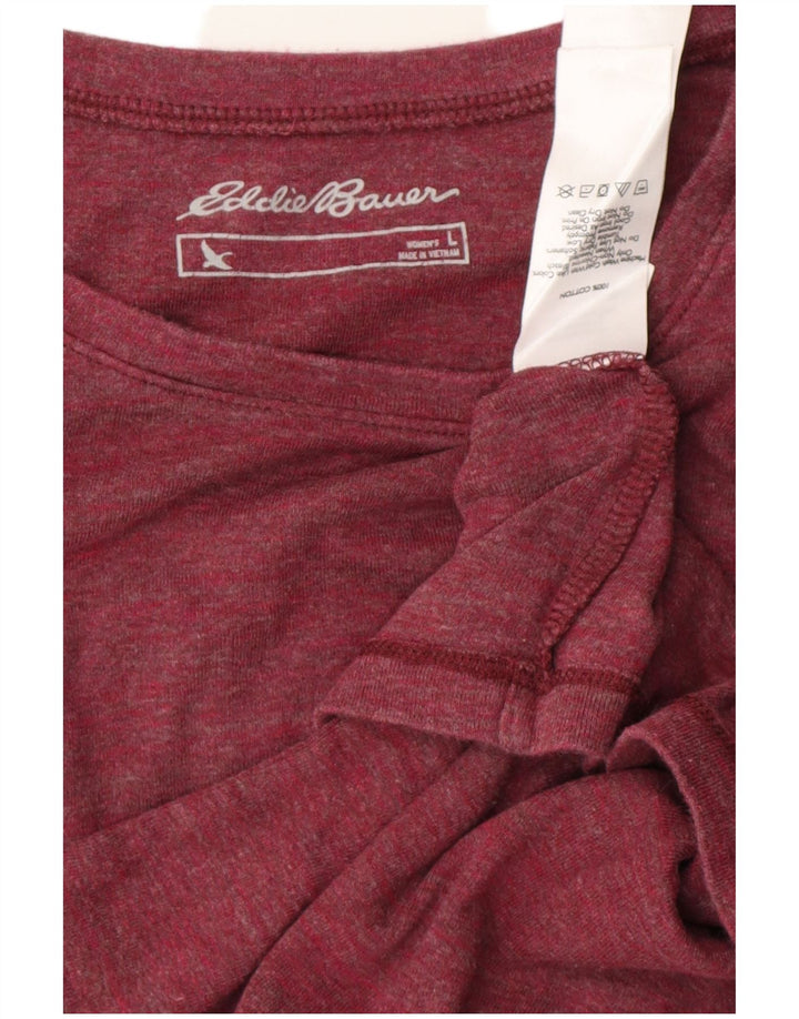 Eddie Bauer Damen Top Langarm UK 14 Large Burgund Baumwolle