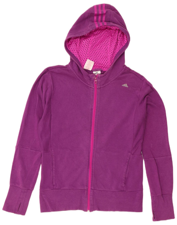 Adidas Mädchen-Kapuzenpullover mit Reißverschluss, 14–15 Jahre, lila Baumwolle