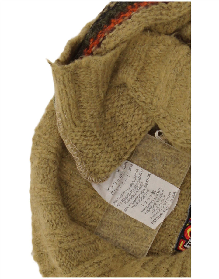 Foxhound Herren-Pullover mit Reißverschluss am Hals, mittelgroße Khaki-gestreifte Wolle