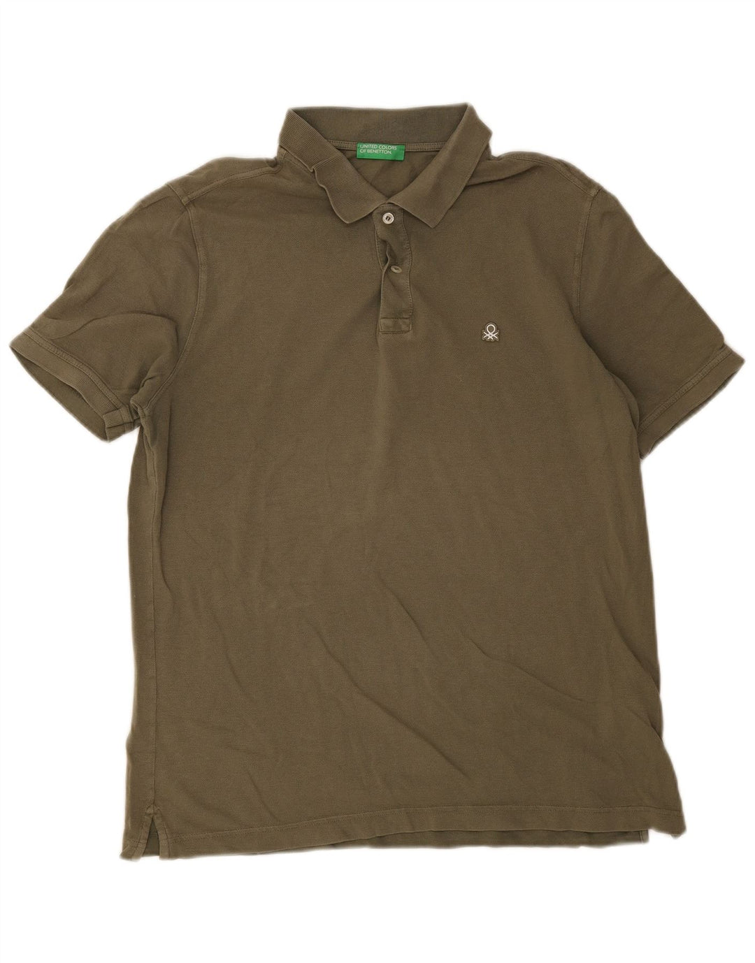 Benetton Herren Poloshirt XL Khaki Baumwolle