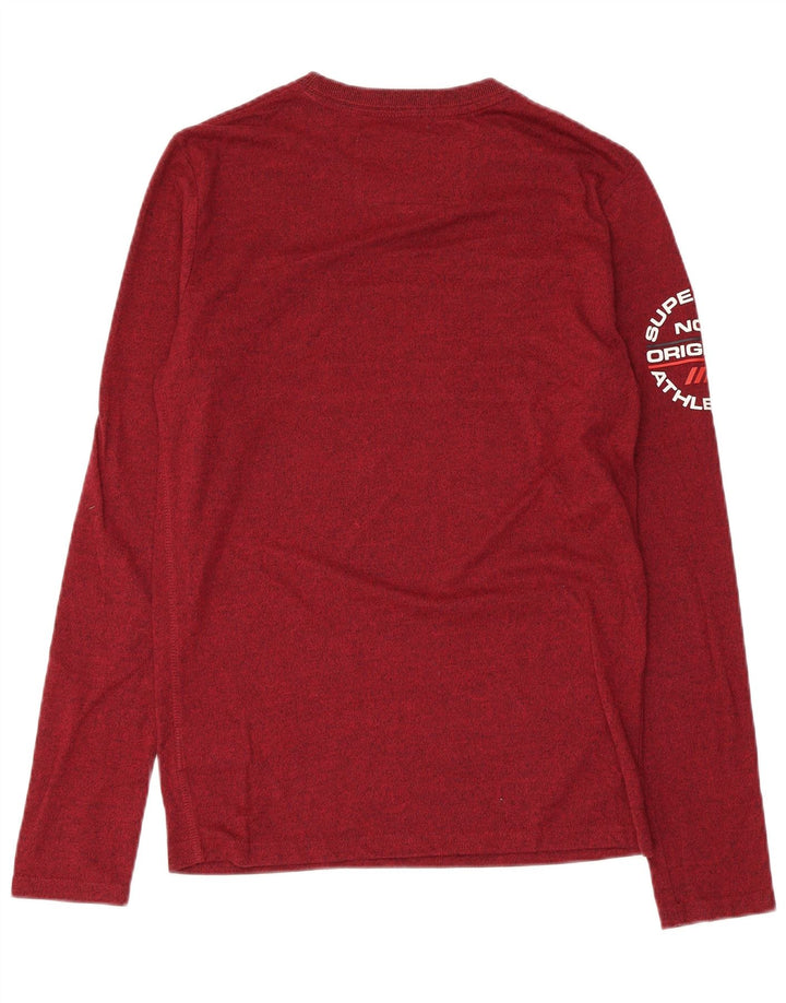 SUPERDRY Herren-Oberteil mit Grafik, langärmelig, klein, kastanienbraun, gesprenkelte Baumwolle