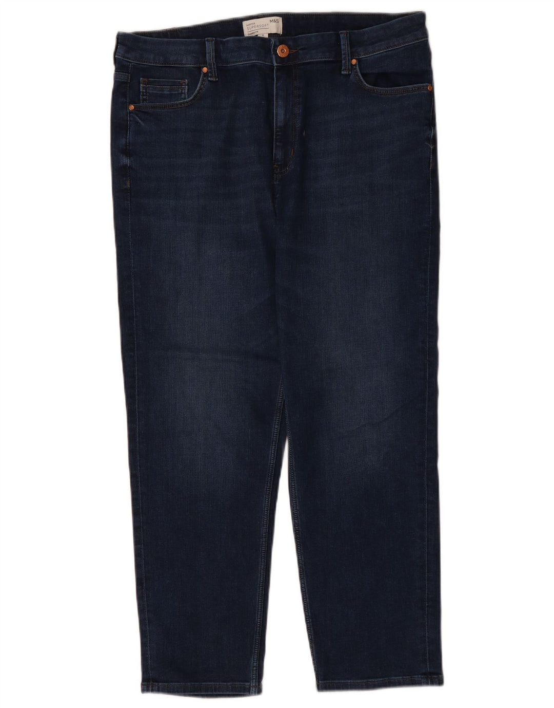 MARKS & SPENCER Damen Cigarette Slim Kurzjeans UK 18 XL W36 L25 Blau