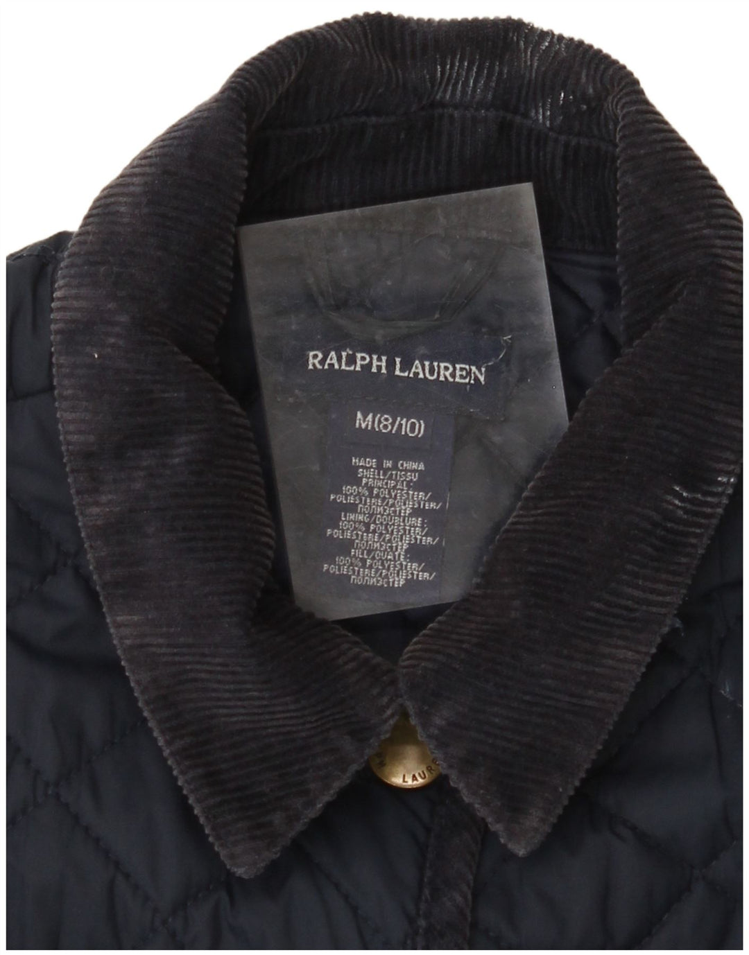 RALPH LAUREN Steppjacke für Mädchen, 8–9 Jahre, mittelmarineblaues Polyester