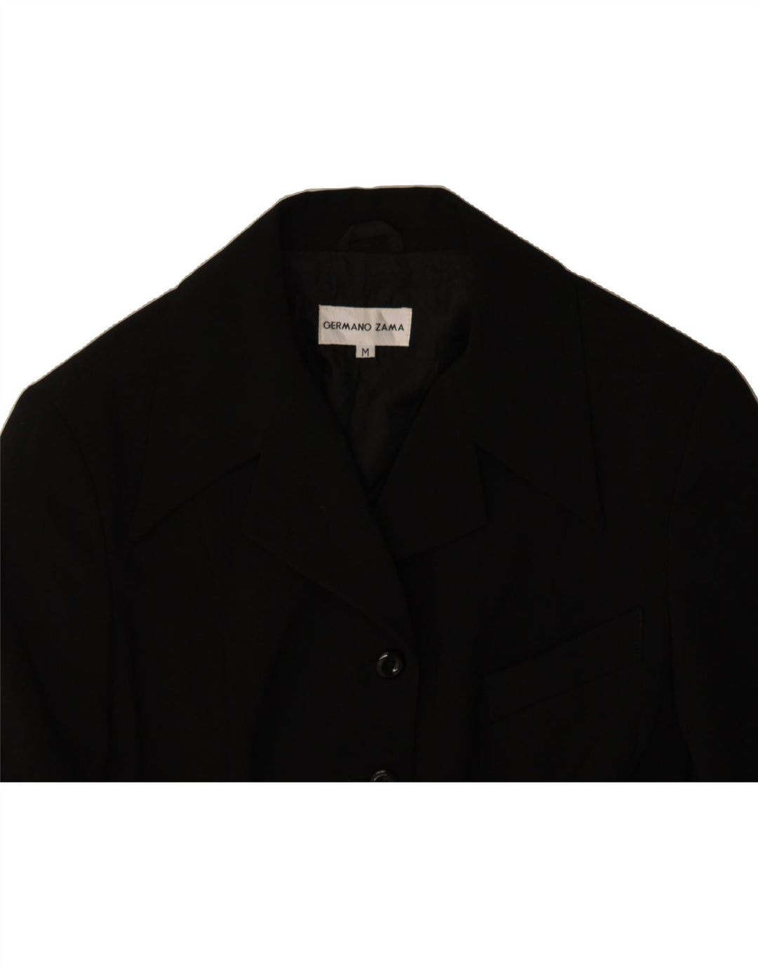 GERMANO ZAMA Womens Blazer Jacket UK 12 Medium Black Viscose Vintage Germano Zama and Second-Hand Germano Zama from Messina Hembry 