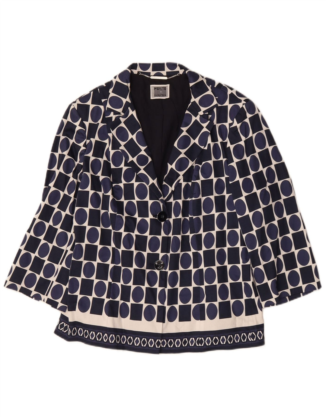 Perte by Krizia Damen Blazer Jacke UK 16 Large Marineblau Geometrisch