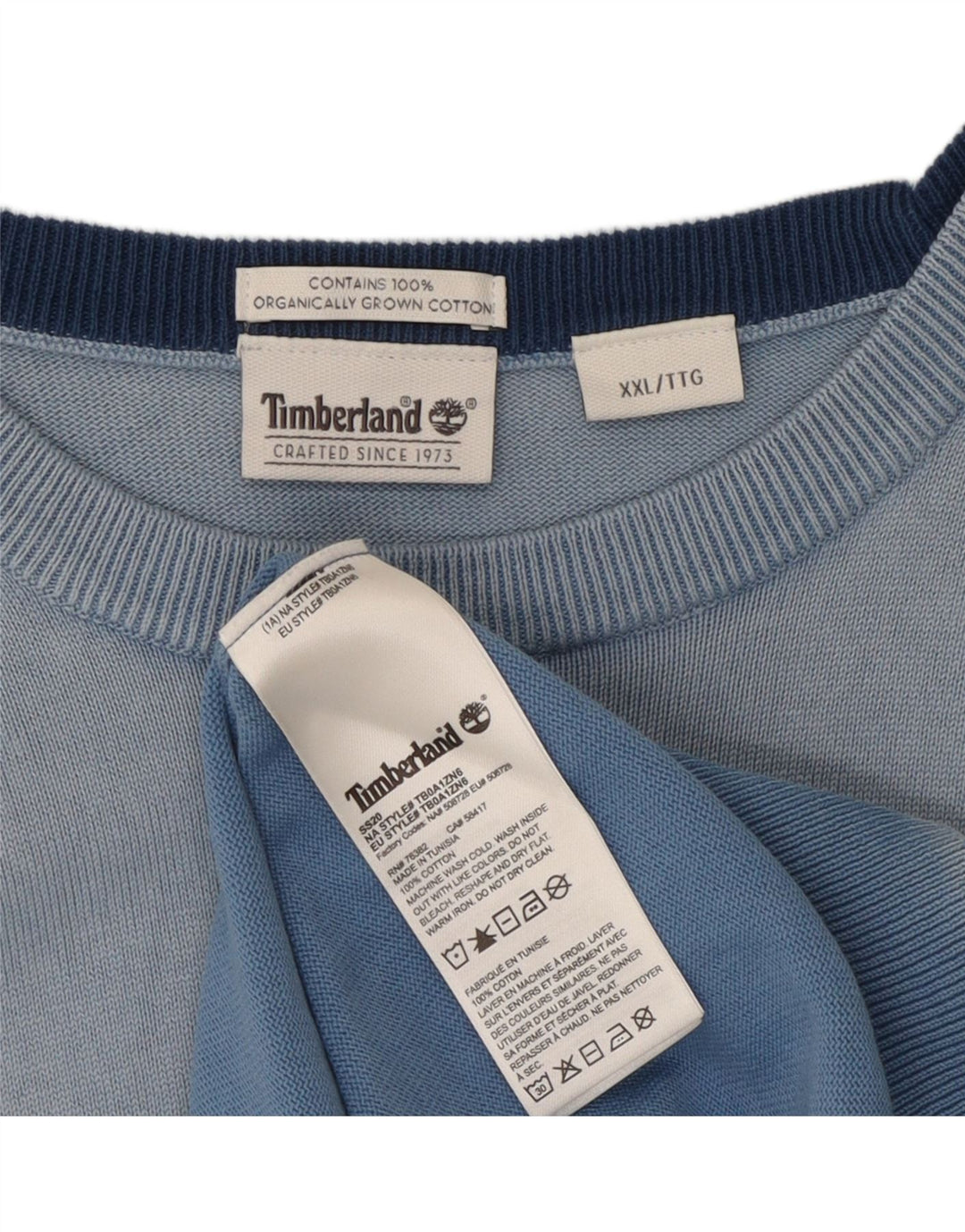 Timberland Herren-Pullover mit Rundhalsausschnitt, 2XL, blaue Baumwolle