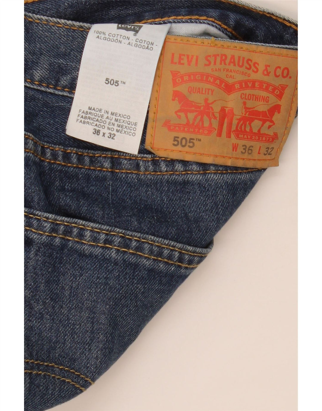 Levi's Herren 505 Straight Jeans W36 L32 Blaue Baumwolle