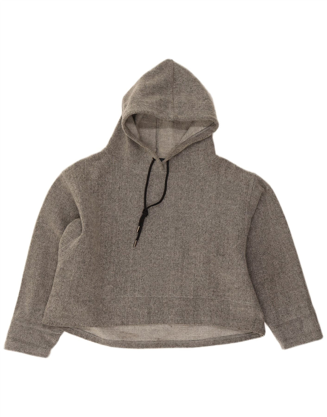 Zara Damen Übergroßer Kapuzenpullover UK 14 Mittelgraues Acryl