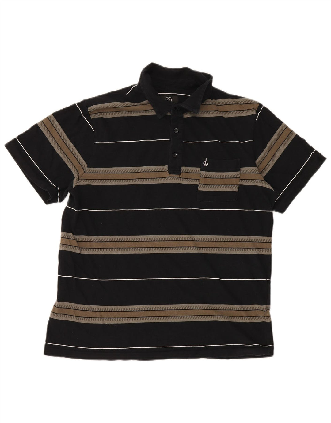 VOLCOM Herren-Poloshirt, mittelschwarz, gestreift, Baumwolle