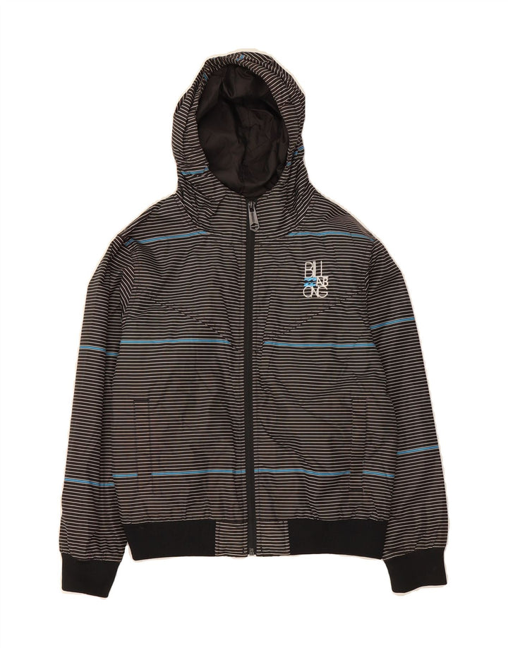 BILLABONG Boys Hooded Bomber Jacket 9-10 Years Black Pinstripe Polyester Vintage Billabong and Second-Hand Billabong from Messina Hembry 
