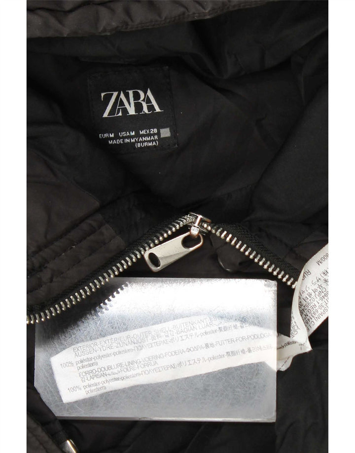 Zara Damen Longline-Weste mit Kapuze, gepolstert, UK 14, Mittelschwarz, Polyester