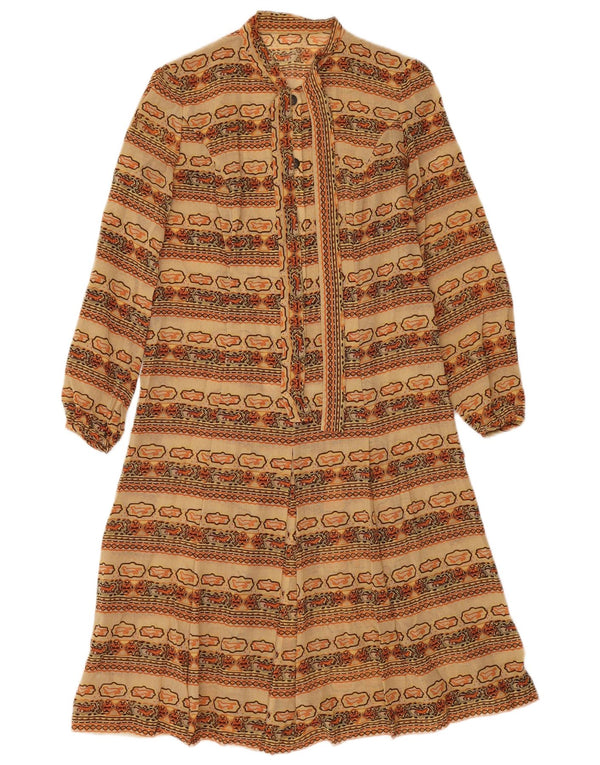 Vintage Damen A-Linie Kleid UK 12 Medium Mehrfarbig Fair Isle