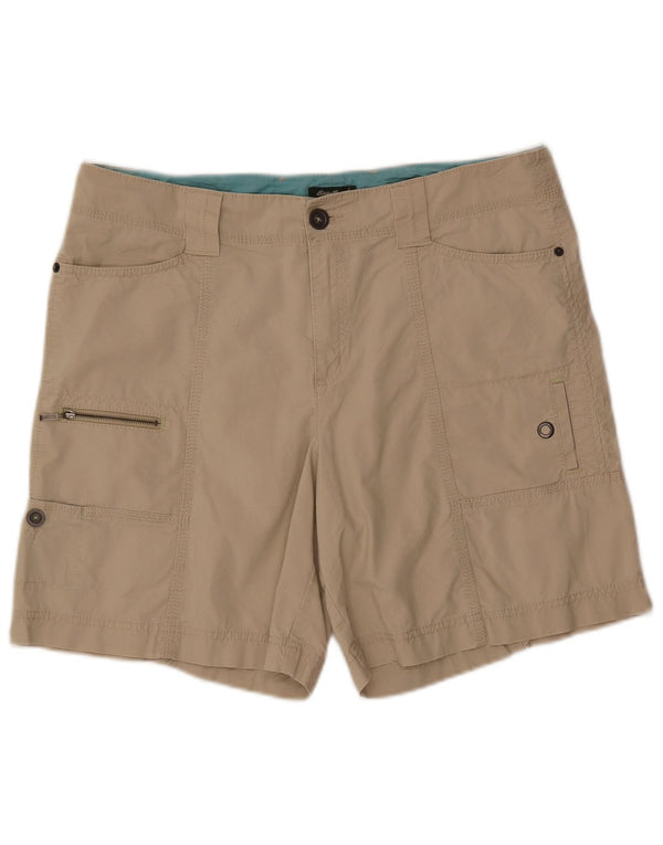 Eddie Bauer Damen Mercer Fit Cargo Shorts US 14 XL W36 Beige Baumwolle