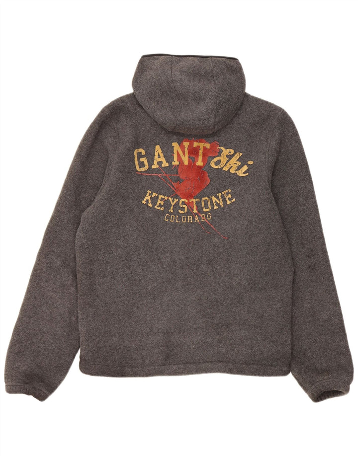 Gant Herren-Kapuzenpullover mit grafischem Reißverschluss, mittelgrau geflecktes Polyester