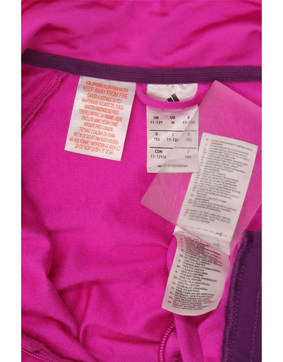 ADIDAS Mädchen-Trainingsanzug, Oberteil, Jacke, 11–12 Jahre, rosafarbenes Farbblock-Polyester