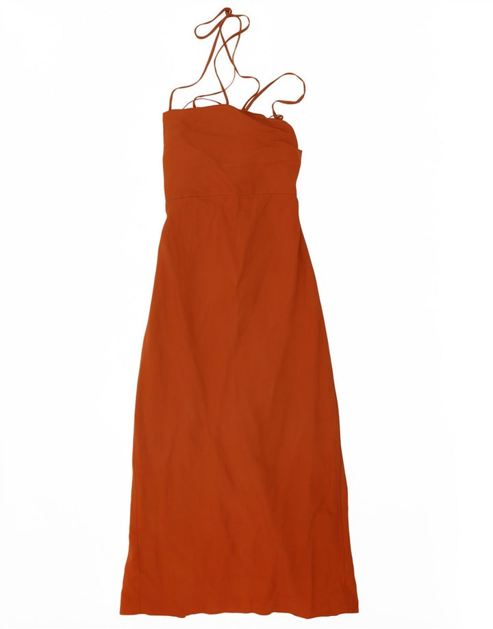 Zara Damen Maxi-Sommerkleid UK 6 XS Orange Lyocell