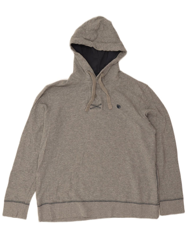 Fat Face Herren-Kapuzenpullover mit Knopfkragen, 2XL, grau meliert, Baumwolle