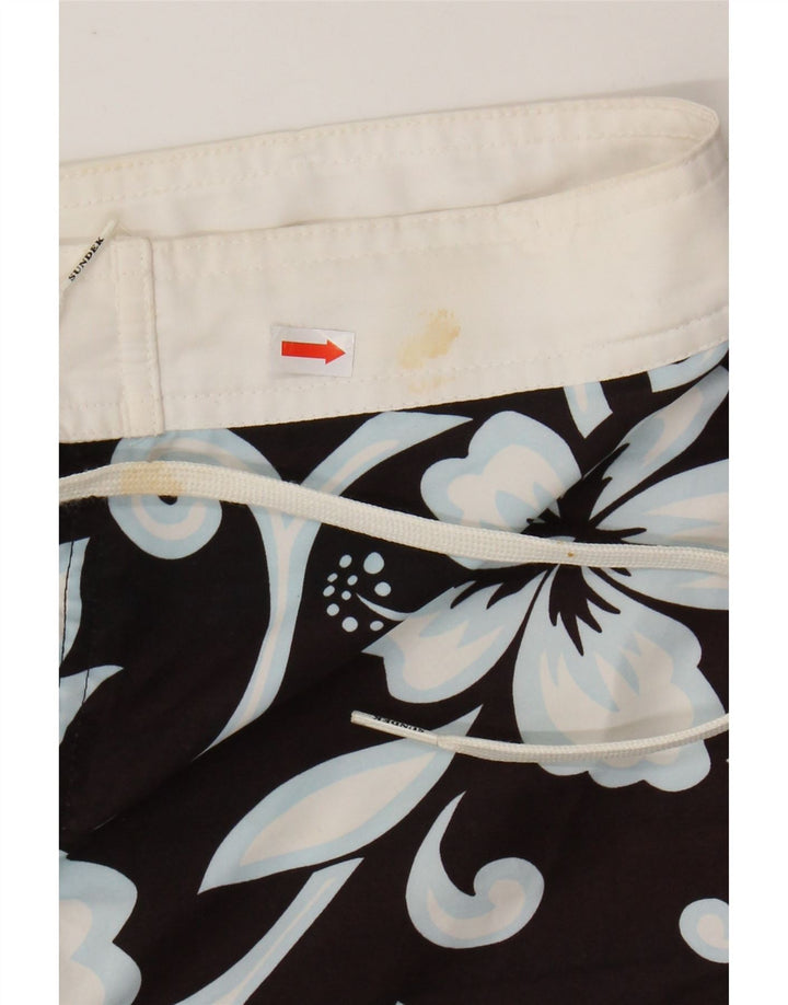 Sundek Herren-Badeshorts, groß, schwarz, geblümt, Polyester