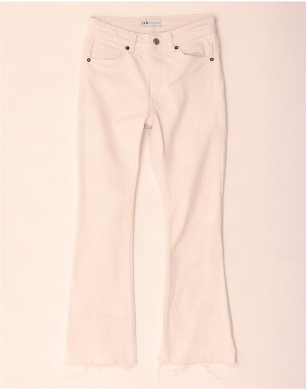 Zara Damen Schlagjeans EU 36 W26 L24 Weiße Baumwolle