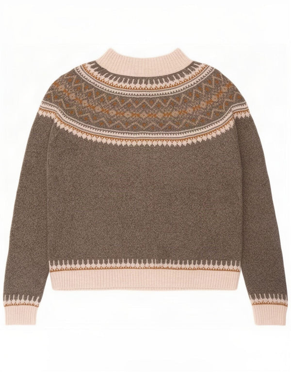 Fat Face Rollkragenpullover für Damen, UK 18, XL, Grau, Fair-Isle-Baumwolle