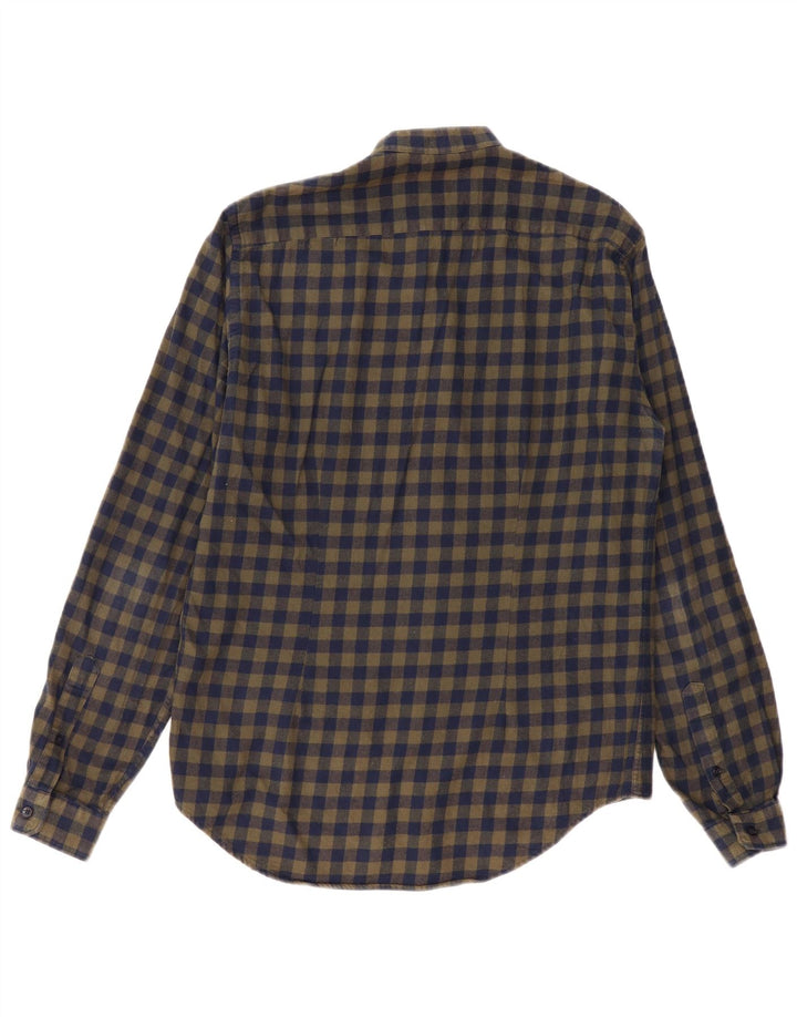 ZARA Slim-Fit-Flanellhemd für Herren, mittleres Khaki-Karomuster