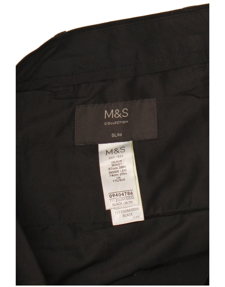 Marks & Spencer Herren Slim Chinohose W38 L29 Schwarz Polyester