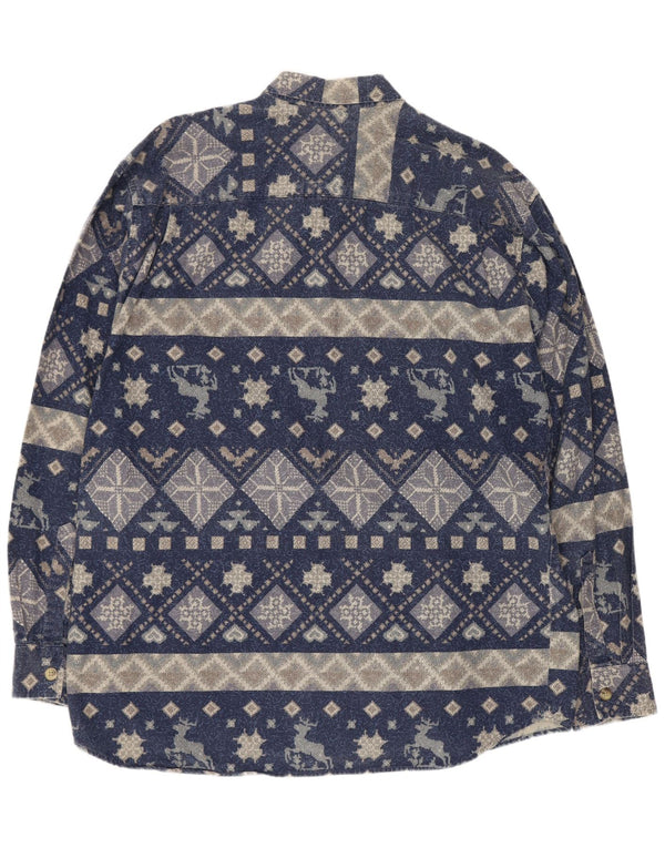 Vintage Herrenhemd groß marineblau geometrisch
