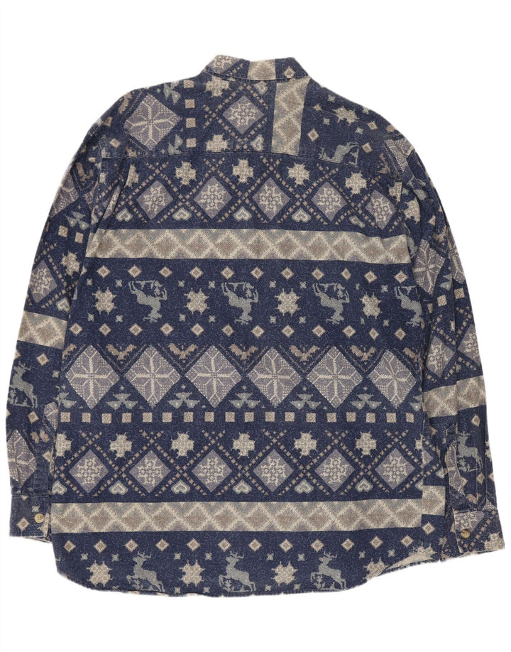 Vintage Herrenhemd groß marineblau geometrisch