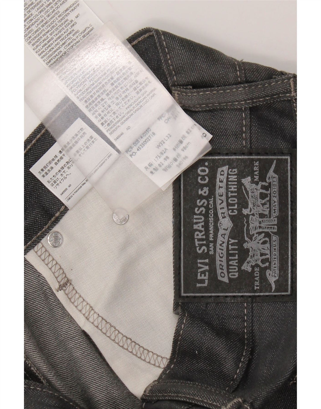 LEVI'S Herren Straight Jeans W32 L32 Graue Baumwolle