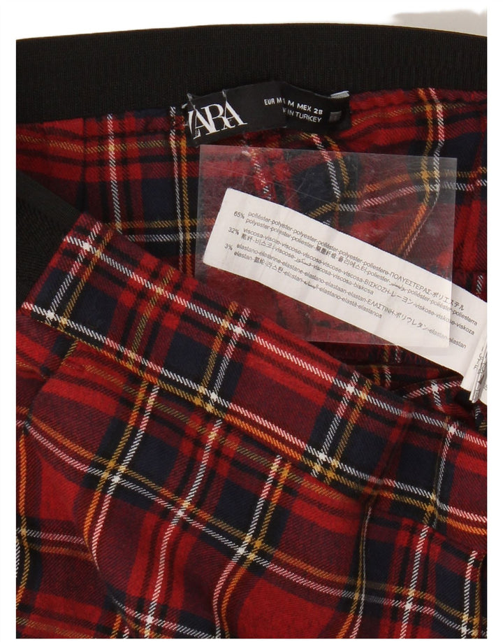 Zara Skinny Chino-Hose für Damen, mittelgroß, W28, L26, rot kariertes Polyester