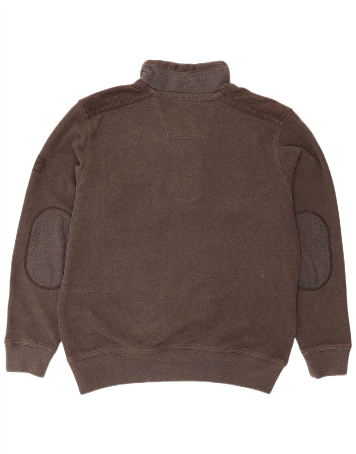 Pierre Cardin Herren-Pullover mit Reißverschluss am Hals, Mittelbraun