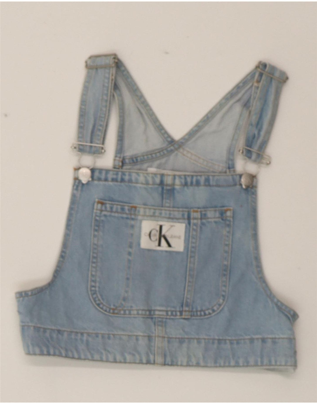 CALVIN KLEIN JEANS Damen Denim Crop Top UK 4 XS Blaue Baumwolle