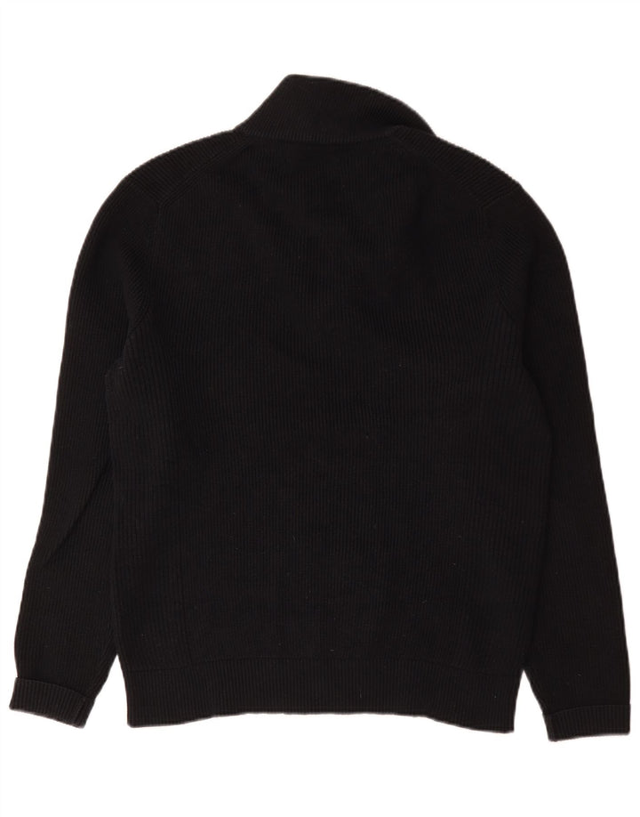 Marks & Spencer Herren-Pullover mit Reißverschluss am Hals, mittelmarineblaue Baumwolle