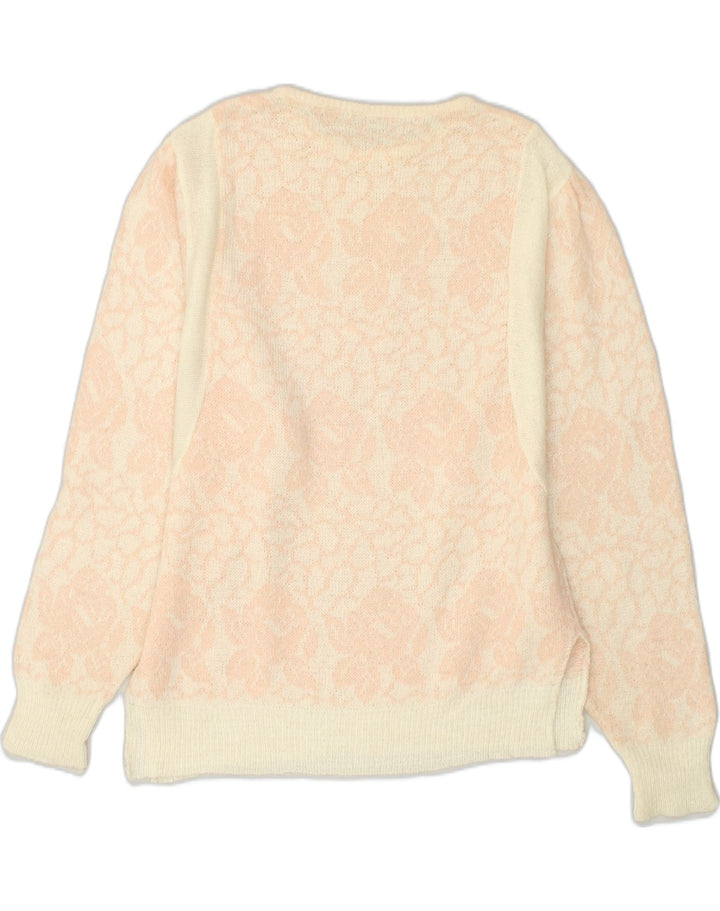 VINTAGE Womens Crew Neck Jumper Sweater UK 18 XL White Floral | Vintage Vintage | Thrift | Second-Hand Vintage | Used Clothing | Messina Hembry 