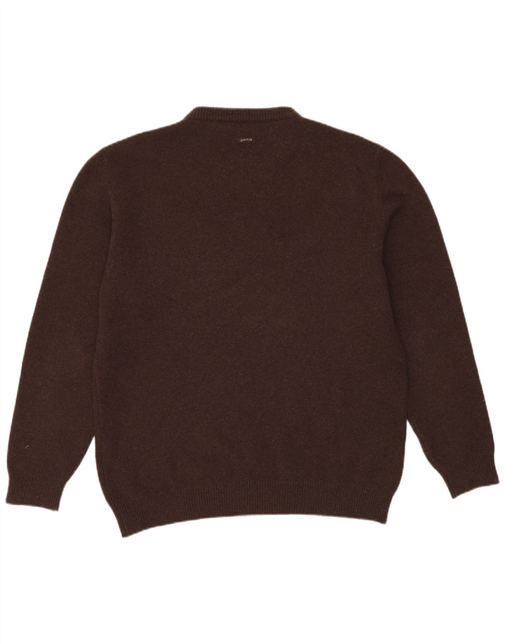 Gas Herren-Pullover mit V-Ausschnitt, XL, braune Wolle