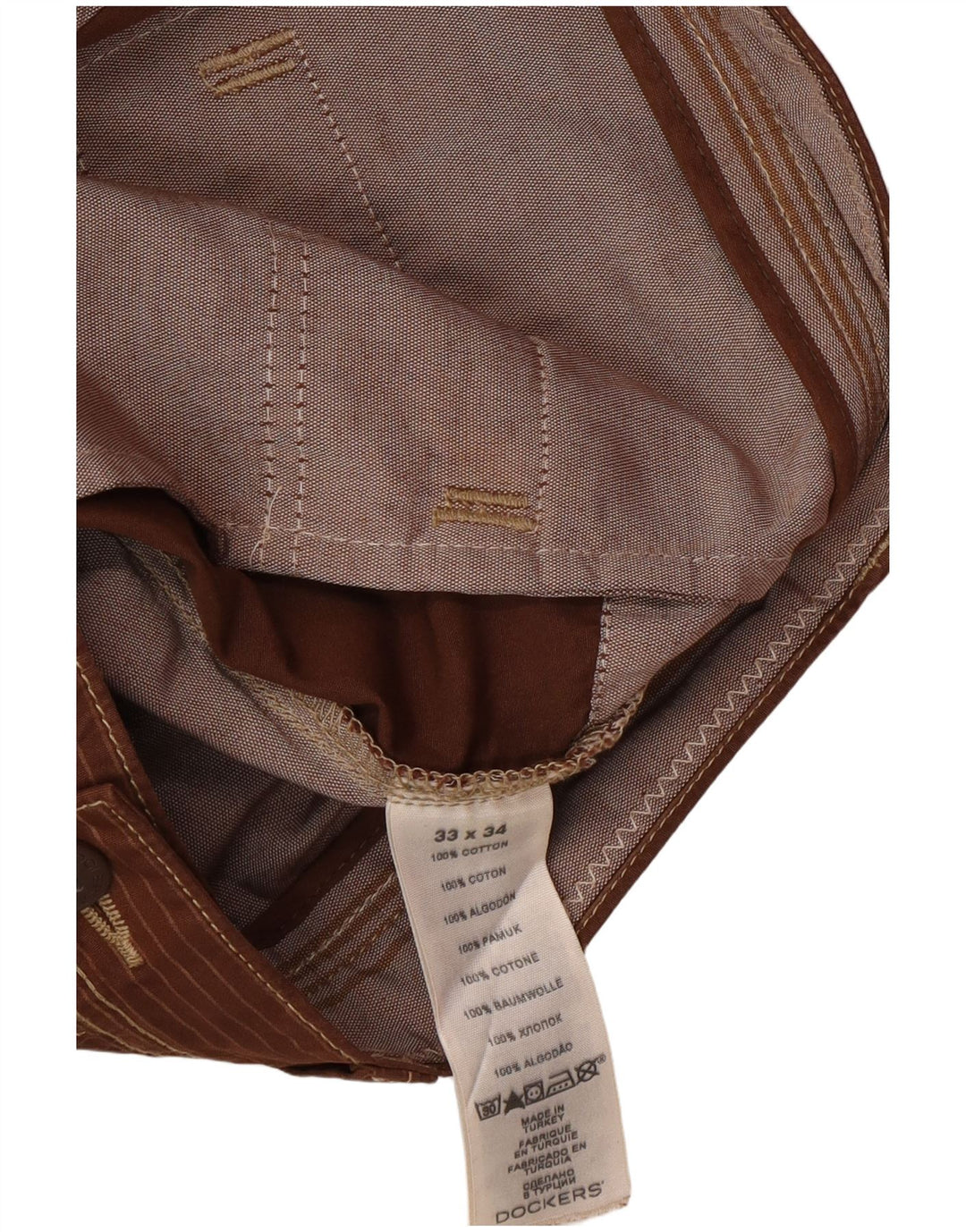 DOCKERS Herren Slim Fit Chinohose W34 L34 Brauner Nadelstreifen-Klassiker