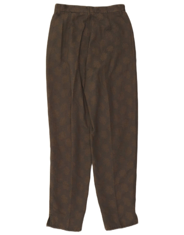 Benetton Damen-Freizeithose mit hoher Taille, Größe 40, Größe S: W26, L27, braun geblümt
