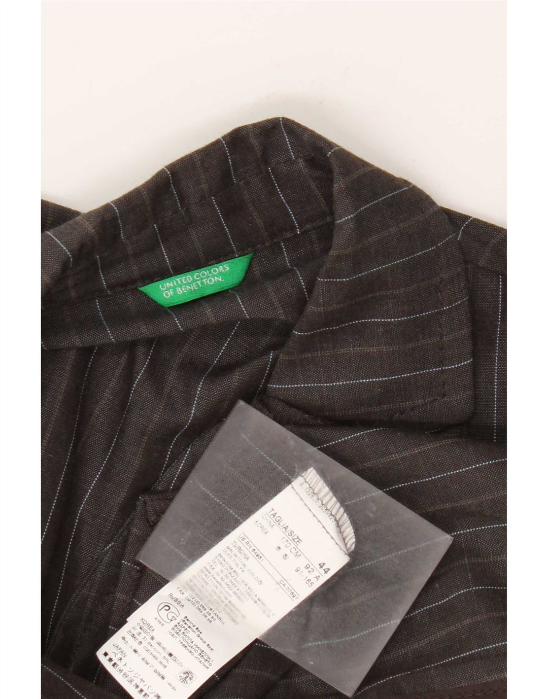 Benetton Damen-Blazer mit 2 Knöpfen, IT 44, mittelgrau, gestreift, Viskose