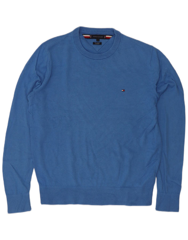 Tommy Hilfiger Herren-Pullover mit Rundhalsausschnitt, groß, aus blauer Baumwolle