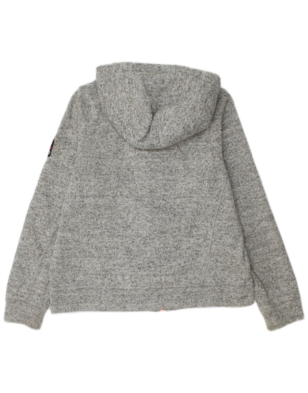 Superdry Damen-Kapuzenpullover mit Reißverschluss, UK 16, großes grau geflecktes Polyester