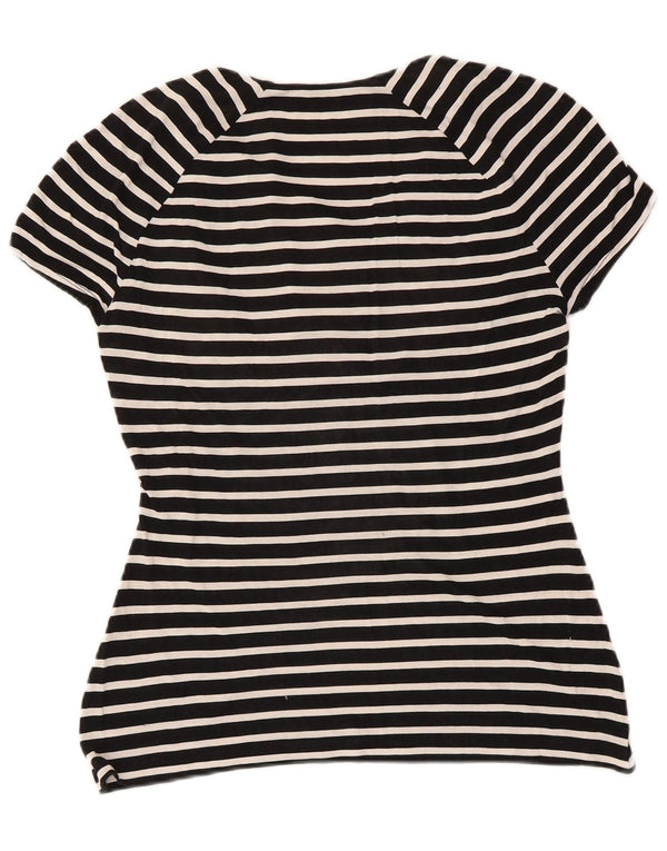Max Mara Damen Wochenend-Blusenoberteil UK 12 Medium Schwarz gestreift