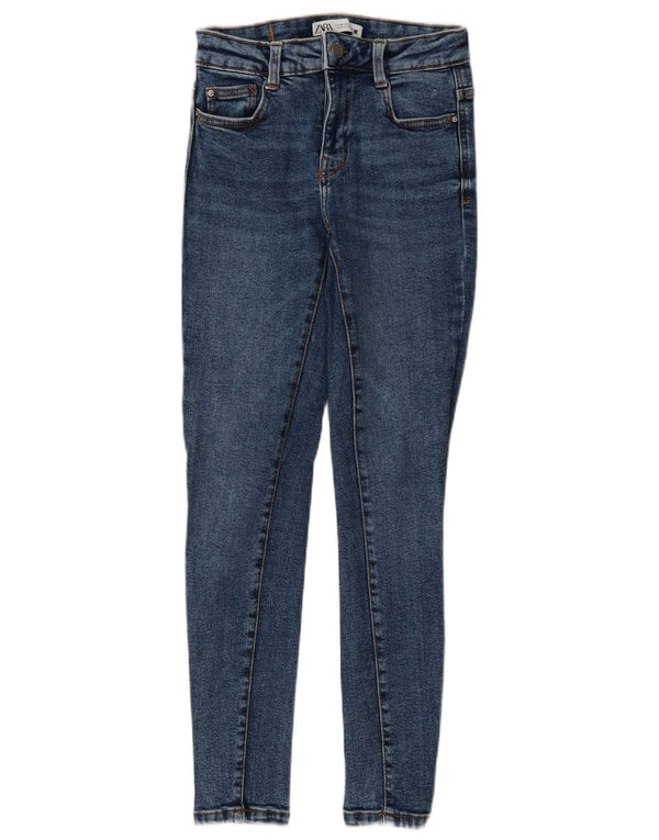 Zara Damen Skinny Jeans EU 34 2XS W24 L28 Blaue Baumwolle