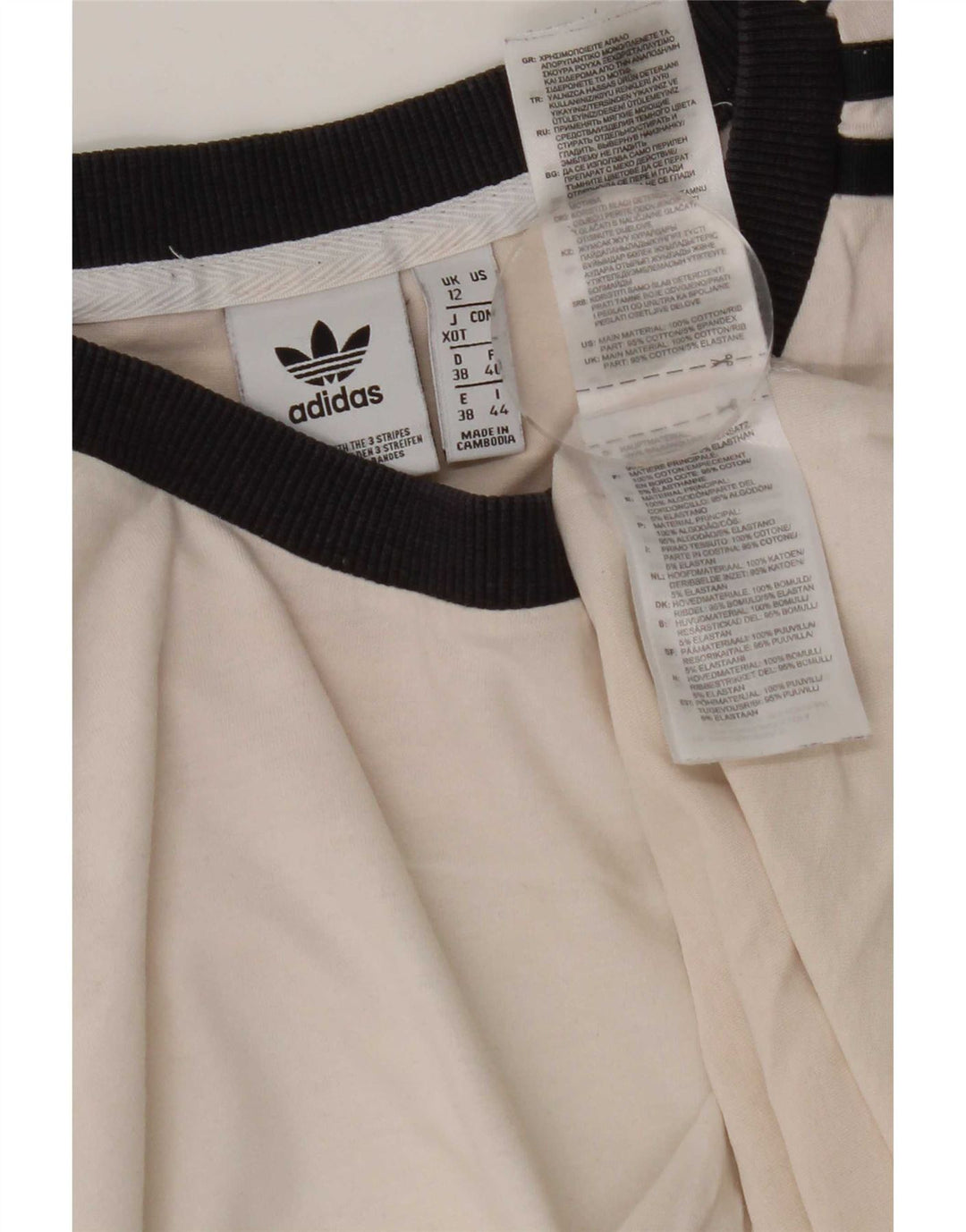 Adidas Damen T-Shirt Top UK 12 Mittelweiße Baumwolle